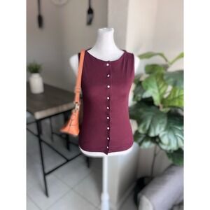 Wild Fable Ribbed Button Front Tank Top XS